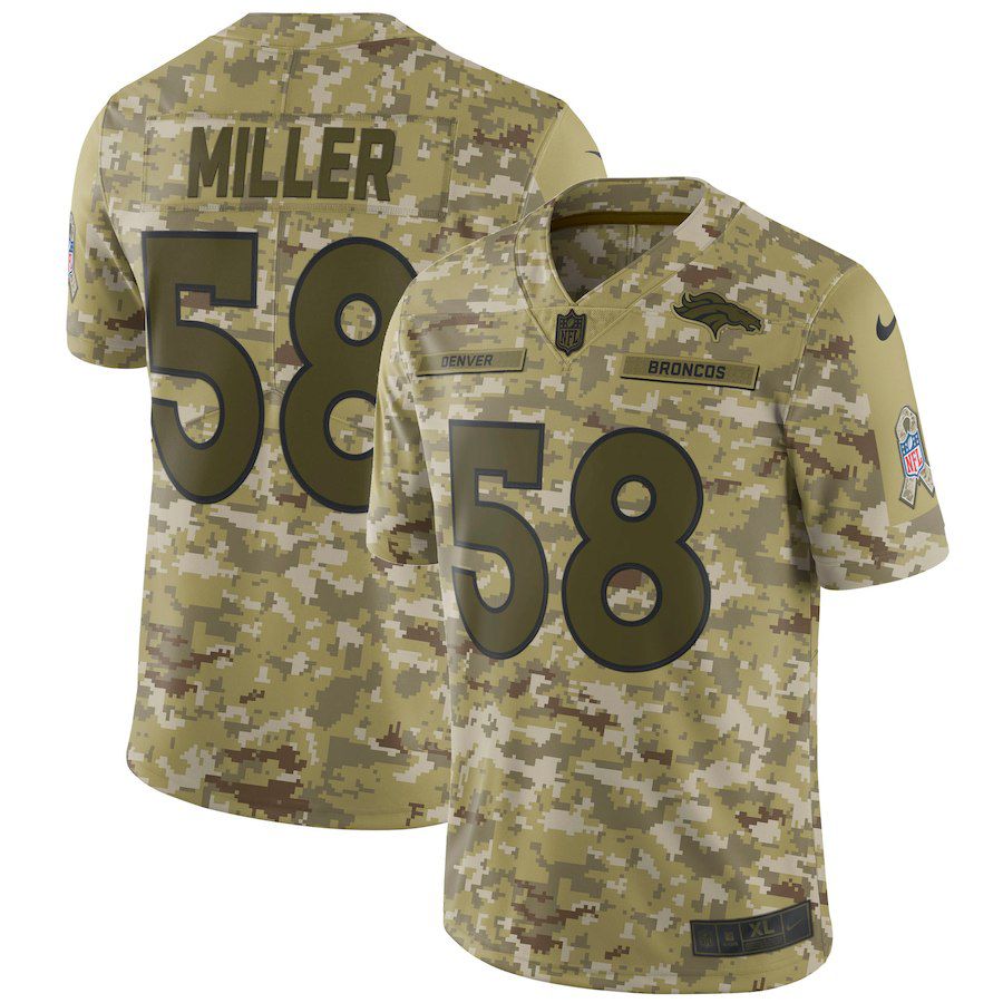 Men Denver Broncos #58 Miller Nike Camo Salute to Service Retired Player Limited NFL Jerseys